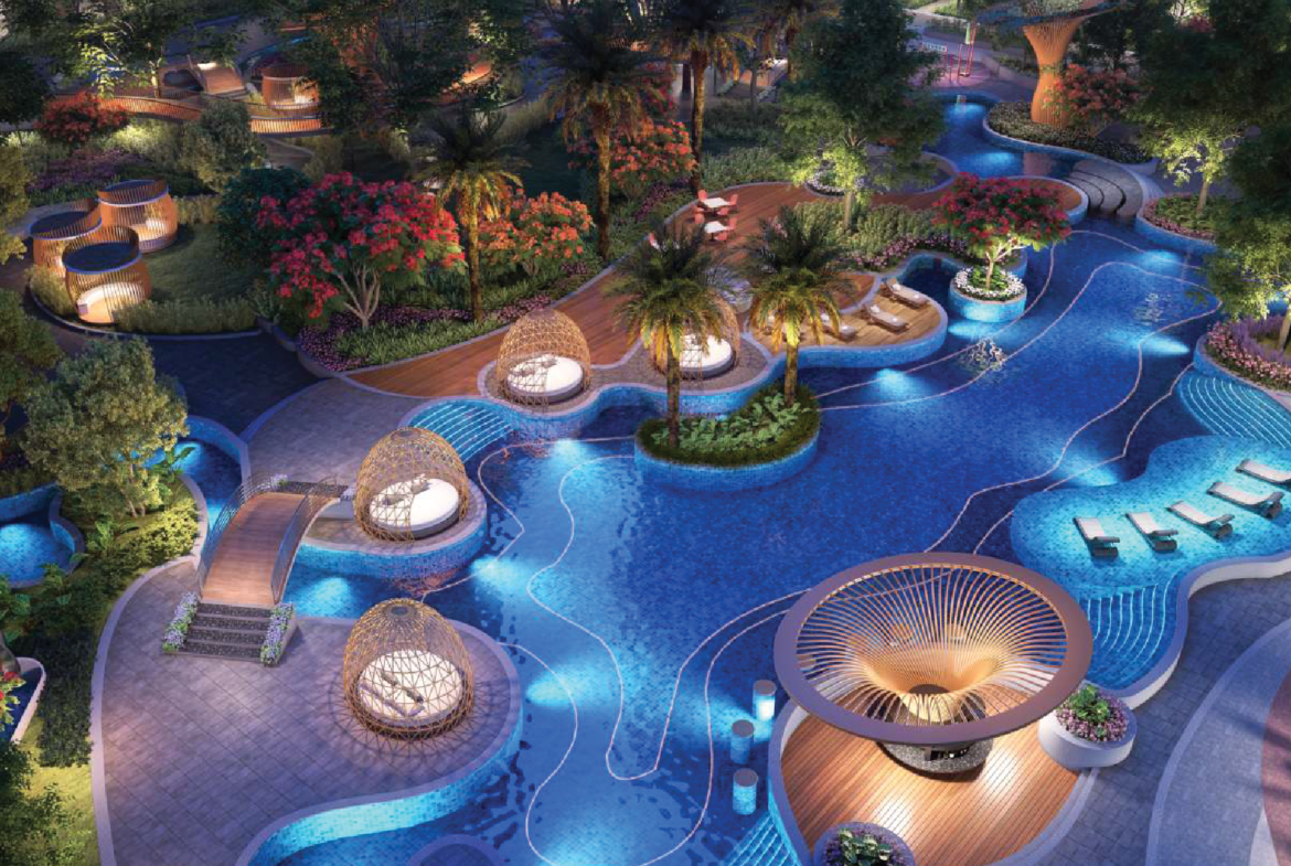 Aerial view of Noida city showcasing modern residential and commercial developments along the Noida Expressway