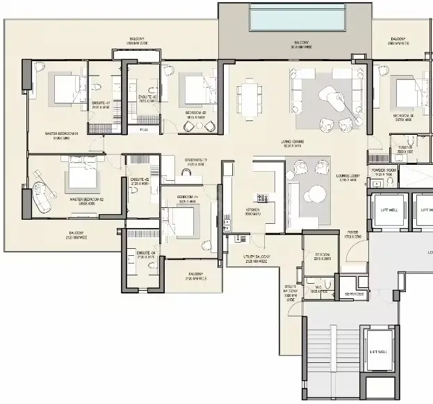 M3M Cullinan floor plan for 3 BHK luxury apartment Noida Expressway with optimized space design