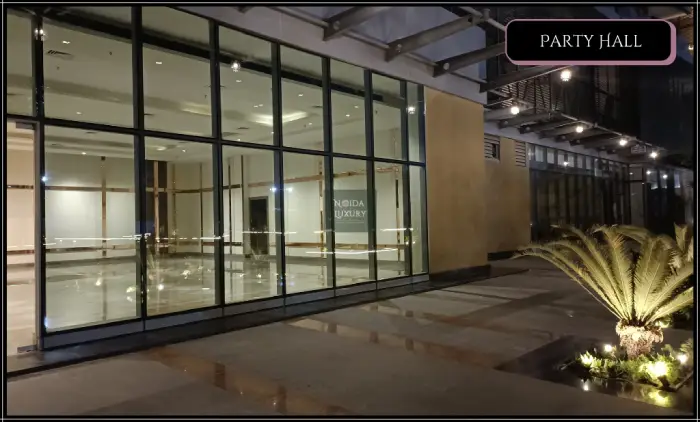Party hall and event space at Supertech Supernova Noida clubhouse