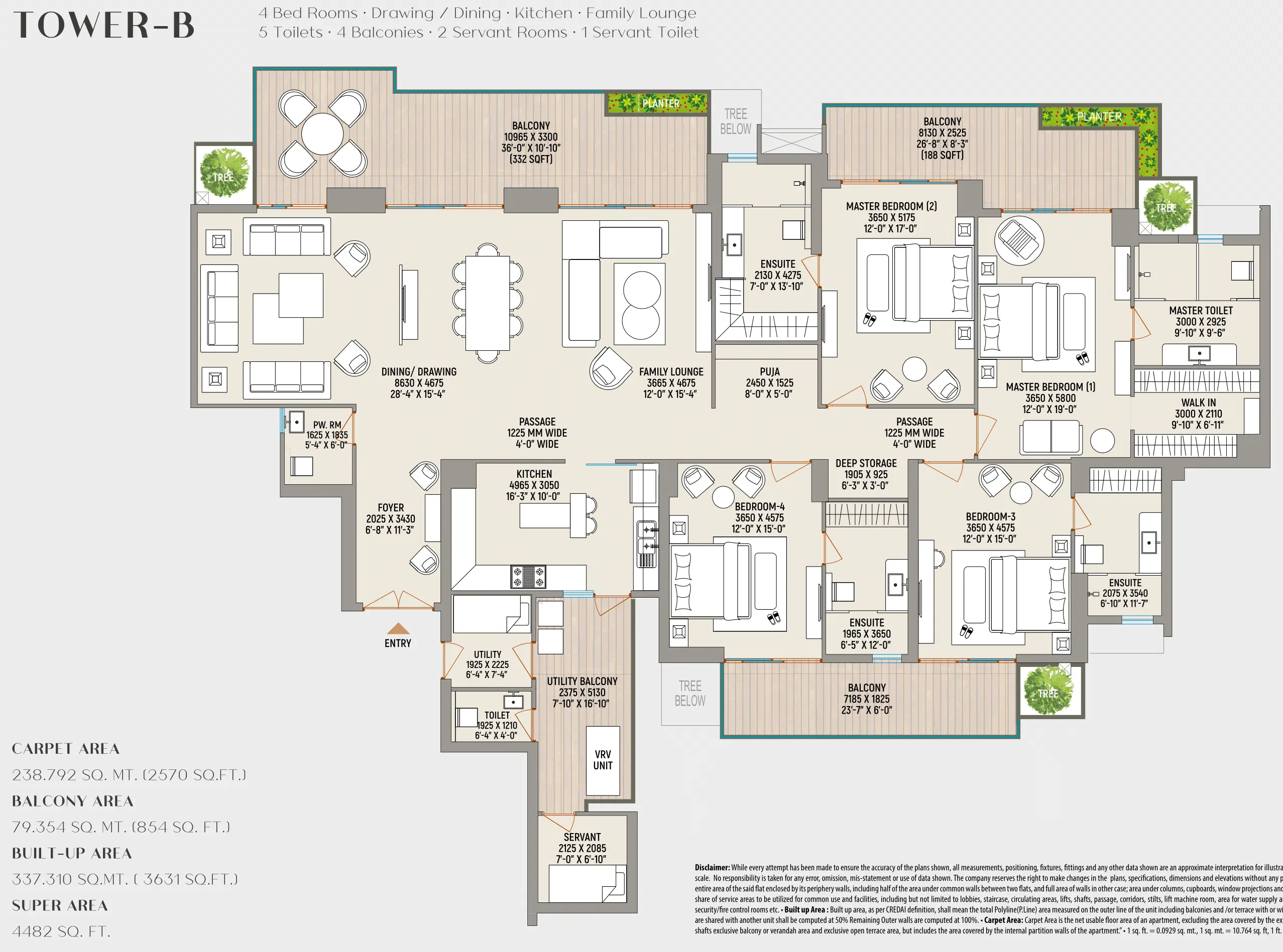 4 BHK floor plan of County 107 Sector 107 Noida