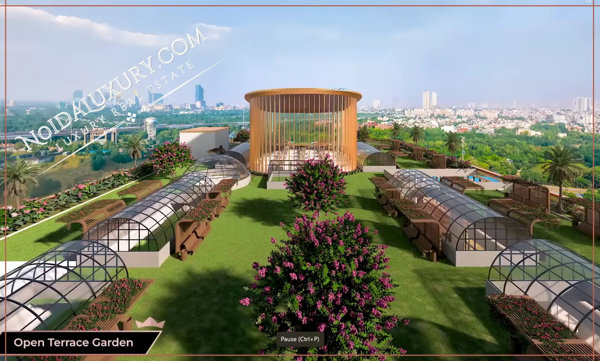 Landscaped open terrace garden near office space at Purvanchal Skyline Vista Noida